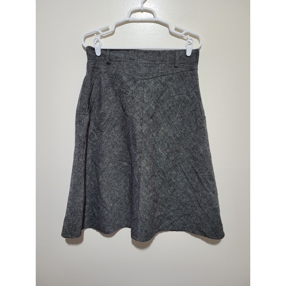 David N A-Line Skirt Women 10 Grey Wool Blend Midi Textured